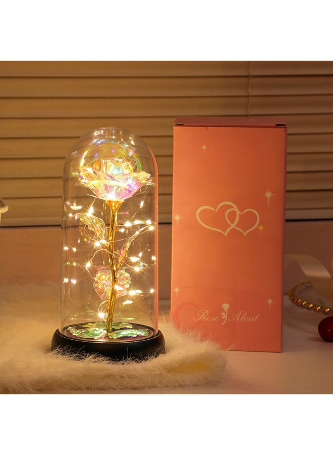 Preserved Forever Valentines Day Flower Gifts for Her, Glass Light Up Rose Gifts for Women Mom Grandma Girlfriend Wife Sister, Valentines Mothers Day Christmas Birthday Womens Gift (Colorful) - Image 1